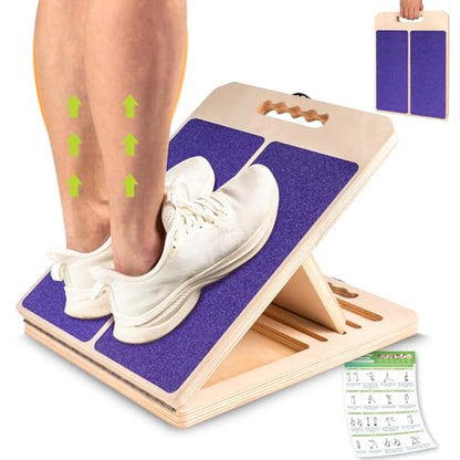 Slant Board Calf Stretching, 300 LBS Capacity Portable Wooden Incline Board