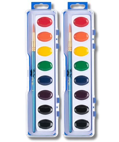 Mr. Pen- Washable Watercolors, 2 Pack, 8 Colors with Paint Brush | Safe & Non-toxic, Water Color Painting Kids, Watercolor Paint Set for Kids and Adults, Children, Students & Beginners - size: 2 Pack