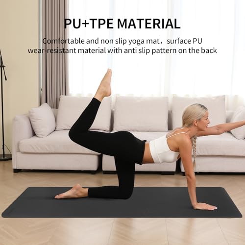 PAIDU Yoga Mat 8mm Super Thick TPE Fitness Mat | SGS Certified | Non-Slip, Odorless & Tear-Resistant | Unisex with Strap | for Yoga, Pilates, Meditation & Home Workouts (Black)