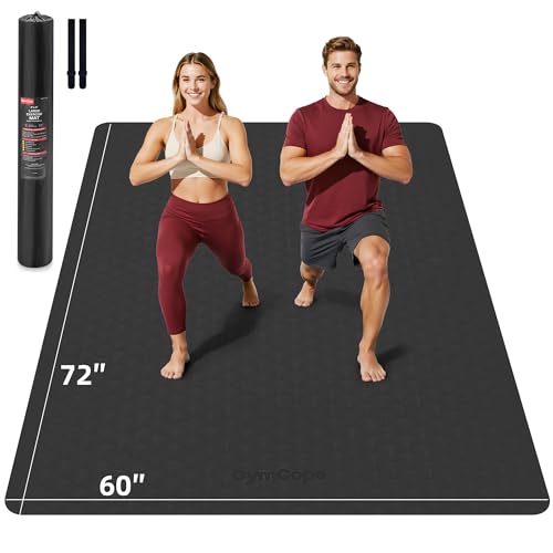 Extra Large Yoga Mat – 72"x48" or 78"x57", 1/4"–1/2" Thick Mat for Women & Men, TPE Non-Slip Pilates Mat for Home Gym, Yoga, Stretching, Meditation - color: Black, size: 78x57x1/4inch