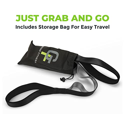 Gradient Fitness Stretching Strap for Physical Therapy, 12 Multi-Loop Stretch Strap 1.5" W x 8' L, Neoprene Handles, Physical Therapy Equipment, Yoga Straps for Stretching, Leg Stretcher. - color: Black/Grey