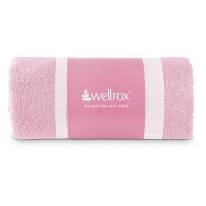 Wellrox Microfiber Yoga Mat Towel with Grip – Ultra Absorbent, Super Soft, and Quick Dry Hot Yoga Towel Non Slip for Pilates, Bikram, and Fitness Workouts (74” x 26”, Pink) - color: Pink