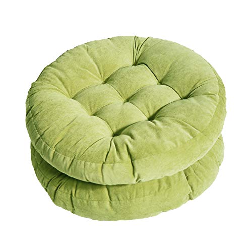 Tiita 22 Inch Floor Cushion - Round Outdoor Chair Cushion Pad with Corduroy | Large Meditation Cushion & Floor Pillow for Adult Sitting, Living Room, Balcony & Patio, Green - color: Round|green, size: 2 Count (Pack of 1)