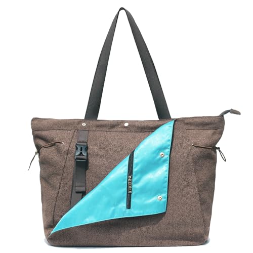 ESVAN Yoga Mat Bag, Gym Bag Tote Bag with Multi Pockets For Women Drawstring Yoga Mat Carrier Pilates Travel Workout Office - color: Linen Gray