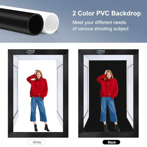 PULUZ Professional Large Photo Light Box Photography Studio, 47x31x78inch Large Lightbox Photo Video Continuous Lighting Softbox Shooting Tent Kit with 2 Colors PVC Backdrops - size: 47*31 Inch