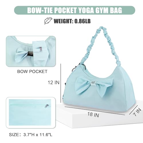 WOLT Gym Bag For Women, Yoga Mat Bag with Shoes Compartment, Wet Pocket and Water Bottle Pocket - color: Lightblue
