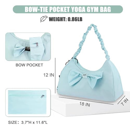 WOLT Gym Bag For Women, Yoga Mat Bag with Shoes Compartment, Wet Pocket and Water Bottle Pocket - color: Lightblue