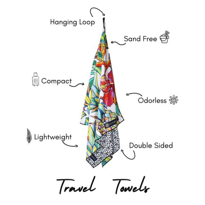 ECCOSOPHY Microfiber Beach Towel - Quick Dry, Sand Free and Oversized 71x35 | Super absorbent, lightweight, swimming, gym, extra large, pool, cruise, camping, yoga, travel, compact, carry bag, vacation - color: Honolulu