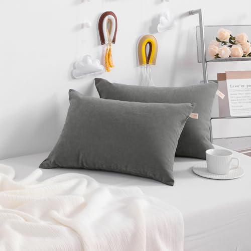 NTBAY Toddler Pillows, Set of 2, 13"x18", Dark Grey - color: Dark Grey, size: 13"x18"