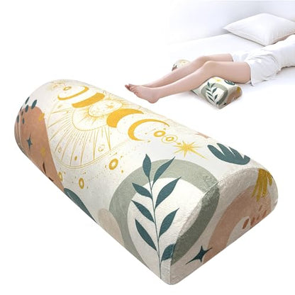 Knee Pillow for Back Sleeping – Half Moon Bolster Pillow for Under Knee While Sleeping Support, Leg & Back Pain Relief (21.5x9x5 Inches) - color: Yellow