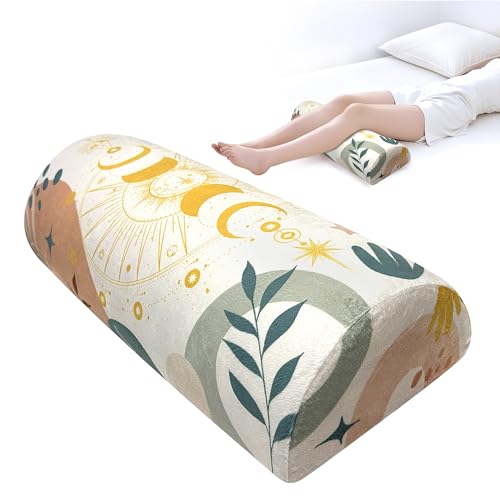 Knee Pillow for Back Sleeping – Half Moon Bolster Pillow for Under Knee While Sleeping Support, Leg & Back Pain Relief (21.5x9x5 Inches) - color: Yellow