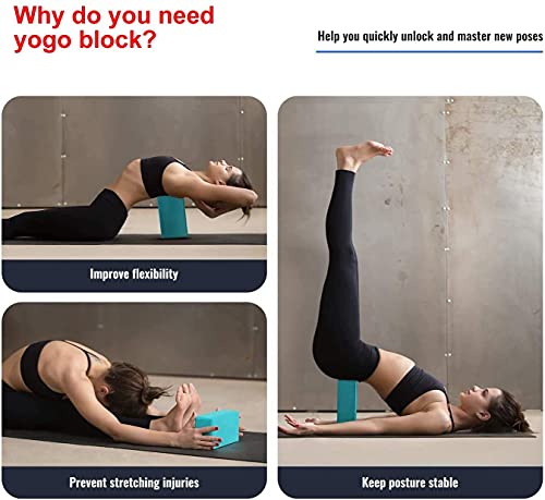 Yoga Blocks 9''x6''x3'', 4 Pack High Density Yoga Brick Foam Blocks to Improve Strength, Flexibility and Balance, Light Weight and Non-Slip Surface for Yoga, Pilates and Meditation