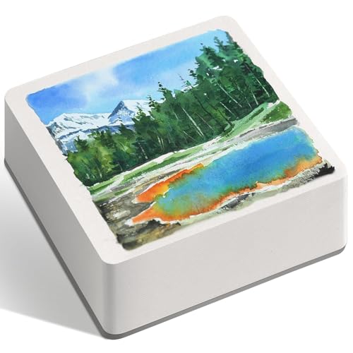 FLUNBRATO Watercolor Paper Pads,4.7 x 4.7 Inch, 80 Sheets,100% Cotton Mini Travel Watercolor Sketchbook,Hot Press 140LB 300GSM,Two-Edge Glue Binding Tearable Painting Notebook - color: Hot Press, size: 4.7 x 4.7 Inch