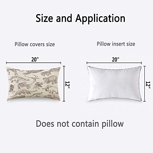 TKS MITLAN Dinosaur Pillow Covers 12 x 20 Inch Sketch Bones Fossils Mammoth Stegosaurus Trilobite Ancient Animal Linen Couch Bed Sofa Car Waist Cushion Cover 12 x 20 inch - color: Dinosaur, size: 20" x 12" (Pack of 1)