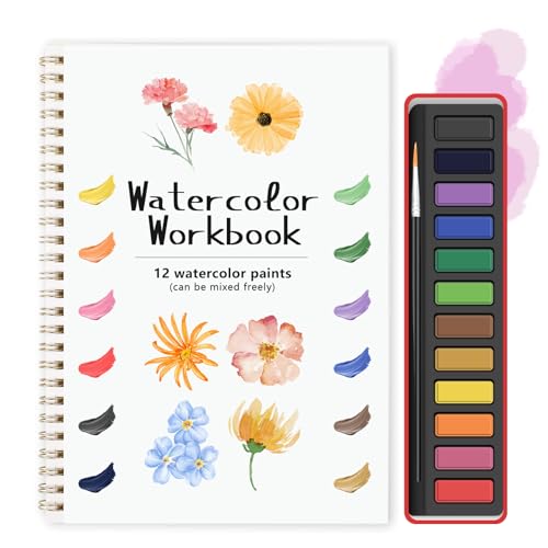 TLM Beginner Watercolor Painting Kit, Multi Theme with 12-Color Palette & 1 Brushes, Premium Bleed-Resistant Paper Art Set, Easy-to-Learn Painting Kit for Creative Exploration & Gifting