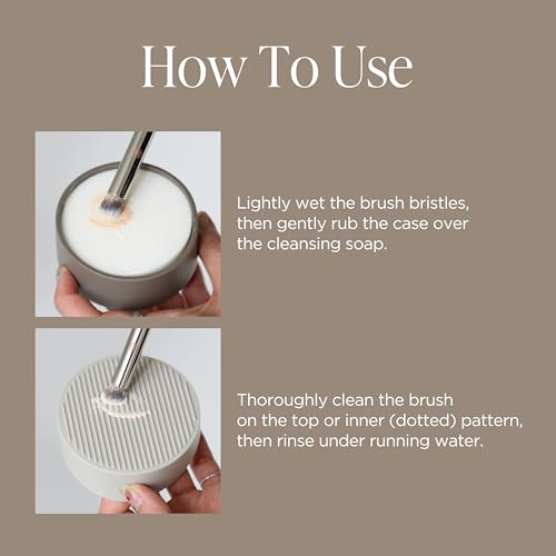 Piccasso Brush Cleaner Soap with Case & Cleaning Mat, Solid Makeup Brush Cleaner and Cleanser for Makeup Brushes, Gentle Deep Cleaning Brush Soap for Sponges, Puffs & Makeup Applicators, Made in Korea