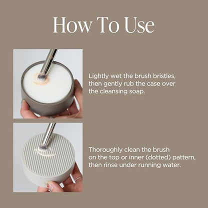 Piccasso Brush Cleaner Soap with Case & Cleaning Mat, Solid Makeup Brush Cleaner and Cleanser for Makeup Brushes, Gentle Deep Cleaning Brush Soap for Sponges, Puffs & Makeup Applicators, Made in Korea