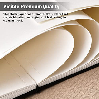 Hardcover Sketch Book, Sketchbook Drawing Pad,160GSM Thick Sketching Paper | Smooth, 46 Sheets/92 Pages, Acid-Free Art Paper, Micro-Perforated Pages, High Quality,Easy Tear Off, Sturdy Binding, 9" x 12"