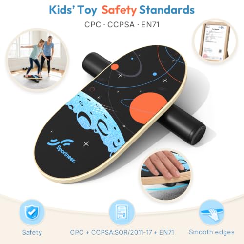 Sportneer Kids Balance Board, 4-Mode Adjustable Balance Trainer - color: Space Black
