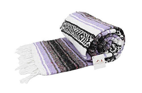 Open Road Goods Pastel Purple Mexican Blanket - Authentic Serape Falsa Blanket - Handmade (Acrylic Blend, XL) - color: Pastel Purple