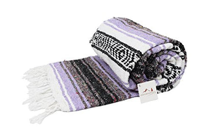 Open Road Goods Pastel Purple Mexican Blanket - Authentic Serape Falsa Blanket - Handmade (Acrylic Blend, XL) - color: Pastel Purple