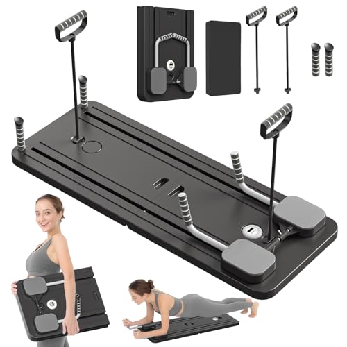 JANUA Pilates Board - Pilates Reformer Set, Multi-Purpose Foldable Pilates Reformer Board for Home, 5 in 1 Pilates Sliding Board - color: Black