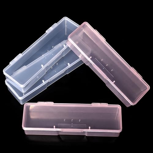 4Pcs Transparent Storage Boxes For Nail Tool Professional Pedicure Manicure Tools Set Plastic Nail Art Tool Box Storage Case Nail Supplies, White & Pink - color: 4PCS White&Pink