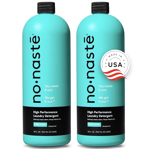 Nonaste Activewear Sport Laundry Detergent, Unscented, 32 oz, Pack of 2 | High-Performance, EWG Verified, Enzyme Detergent Removes Sweat & Odor from Activewear. Gentle, Color-Safe, Unscented Formula. - size: 32 Fl Oz (Pack of 2)