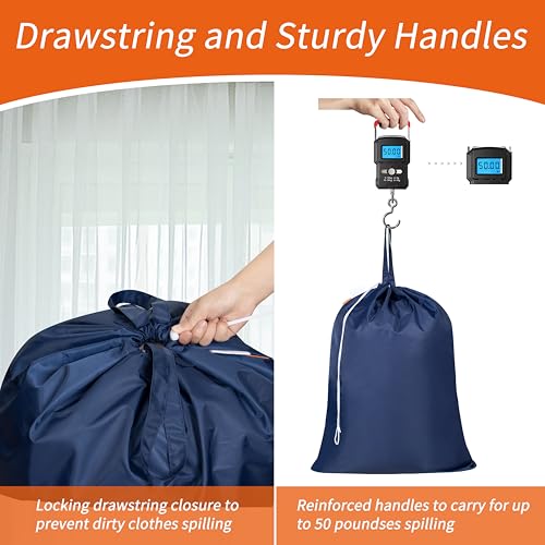 Polecasa Extra Heavy-Duty Laundry Bag with Handles, Navy, 28x36" - color: Navy, size: 28" x 36" | 1 Pack