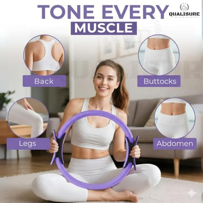 Pilates Kit for Women with Magic Circle Pilates Ring, Pilates Ring Fitness Trainer, Pilates Magic Circle, Yoga Ball, 5 Resistance Bands, Stretch Strap, Socks & Gym Bag for Home Workout