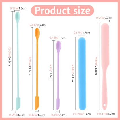 Silicone Spatula Set 5 Pcs,Double Head Beauty Spatula for Beauty and Food Reusable Silicone Stir Sticks for Makeup Jars Lotion Bottles and Kitchen Containers(5 PCS)