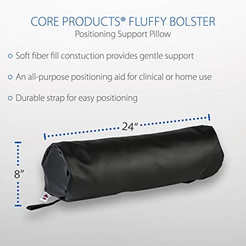 Core Fluffy Positioning Bolster for Therapy, Massage & Body Support, BK | Soft fiber-filled bolster supports legs, knees, neck and arms with an easy-clean vinyl cover for therapy or home use.
