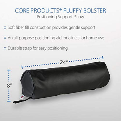 Core Fluffy Positioning Bolster for Therapy, Massage & Body Support, BK | Soft fiber-filled bolster supports legs, knees, neck and arms with an easy-clean vinyl cover for therapy or home use.