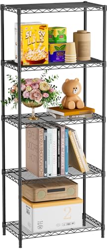 Golpart 5Tier Adjustable Storage Shelves Metal Wire Shelving Standing Shelf - color: Black, size: 5-tier-12"Dx22"Wx59"H