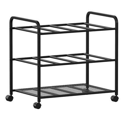 Lutown-Teen Yoga Mat Storage Rack with Wheels and Rounded Corners, Black | Large-Capacity Home Gym Storage Yoga Mat Rack for Fitness Class, Home, Gym, Workout Room, Easy Assembly