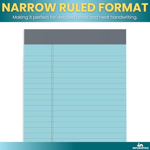 1InTheOffice Legal Pads 5x8, Writing Pads, Jr Legal Pads, Narrow Ruled, Pastel, 50 Sheets/Pad, 6 Pack