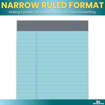 1InTheOffice Legal Pads 5x8, Writing Pads, Jr Legal Pads, Narrow Ruled, Pastel, 50 Sheets/Pad, 6 Pack