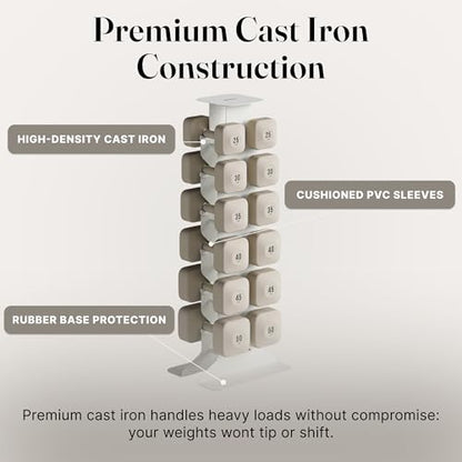 WeGym Dumbbell Rack, Sturdy Cast Iron for Space-Saving Home Gym Storage | Sturdy cast iron, space-saving storage, home strength training setup - color: Sandstone, style: XL