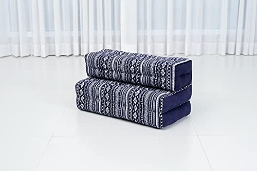 Leewadee Foldable Floor Mattress – 2 in 1 Floor Meditation Mat for Yoga and Relaxation, Seating Futon with Kapok - color: Cbt2 - Dark Blue