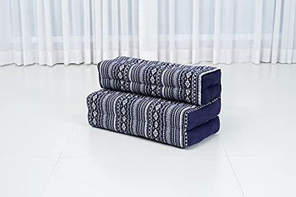 Leewadee Foldable Floor Mattress – 2 in 1 Floor Meditation Mat for Yoga and Relaxation, Seating Futon with Kapok - color: Cbt2 - Dark Blue