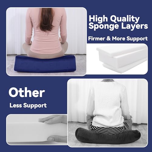 MABOZOO Yoga Bolster Set, Velvet Cover High Density Foam Pillows for Restorative Yoga and Meditation, Rectangular and Cylinder Bolster Pillow Meditation Cushion Pillow For Women Leg - color: Blue
