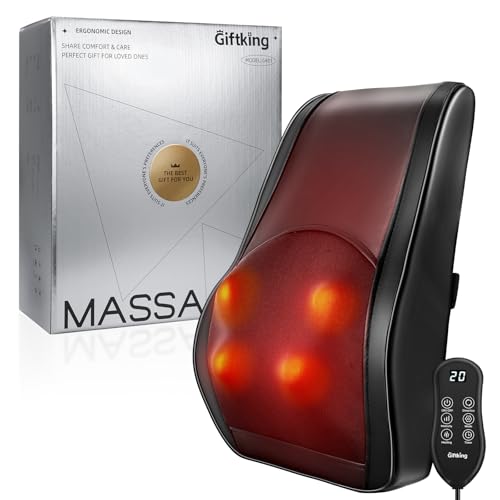 Neck Massager with Heat, Shiatsu Back and Neck Massagers, 3D Deep Tissue Massage Pillow for Back, Shoulder, Leg Pain Relief, Gifts for Mom Dad Wife, with Delicate Package & Card