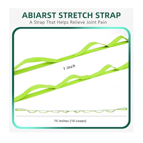 Yoga Strap Stretching Strap 10 Loops Non-Elastic Exercise Strap for Pilates, Dance Exercise Training Multi-Loop Stretching Band - color: Green