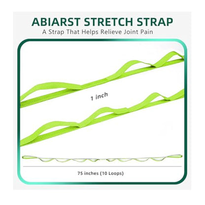 Yoga Strap Stretching Strap 10 Loops Non-Elastic Exercise Strap for Pilates, Dance Exercise Training Multi-Loop Stretching Band - color: Green