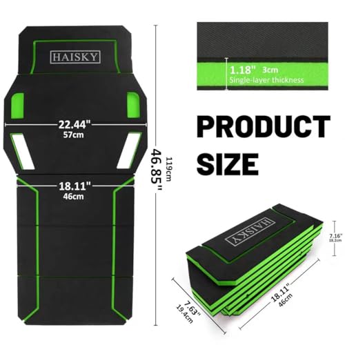 Foldable Mechanic Kneeling Pad,22.44" Wide EVA Foam Mat,1 Pack,Green | 1.2" Thick High Density Cushioning Foam Kneeling Mat with Tool Slots for Working under Car, Gardening,Auto-Repair,Yardwork - color: Green & Black