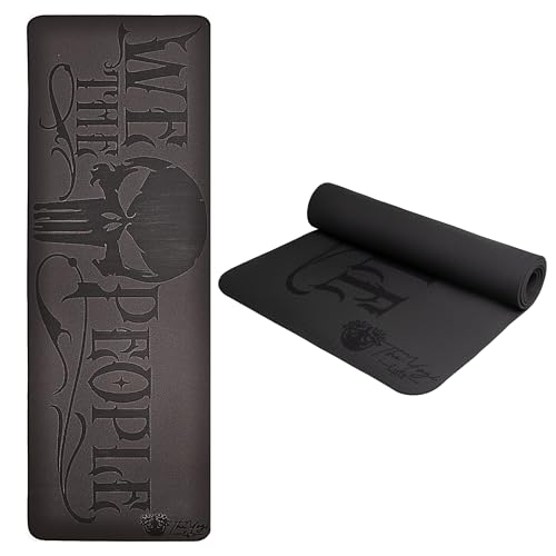 Hero Lyfe Yoga Mat – “We the People” Skull Engraving, Non-Slip Black TPE, 72" x 24" x 6mm, Patriotic Fitness Mat for Veterans and First Responders
