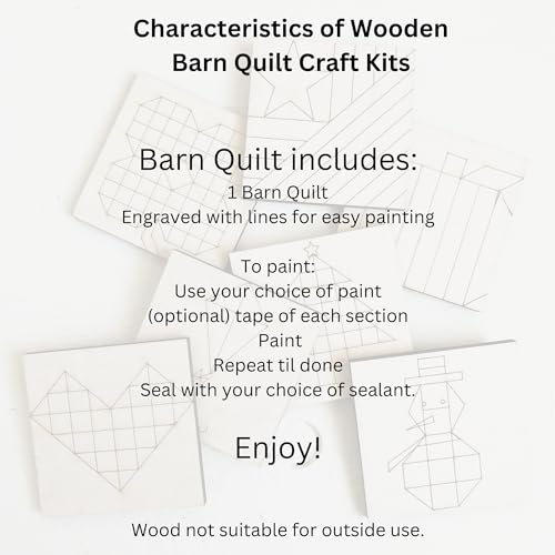 Barn Quilt DIY Kit | Unfinished Wood Quilt Block Painting Sign | Pre Drawn Paintable Wooden Country Wall Art (12 inches, Patchwork Star) - size: 12 inches
