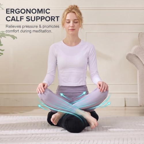 T-Shape Meditation Cushion, Ergonomic Zafu Yoga Floor Pillow with Buckwheat Hull Fill, Removable Washable Cover,For Mindfulness, Yoga, and Deep Relaxation(black) - color: Black