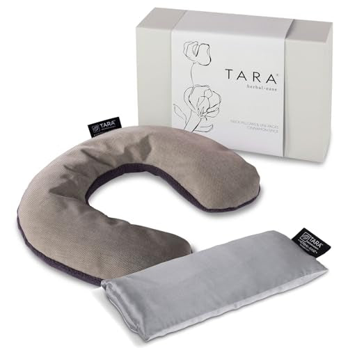 TARA Spa Therapy Herbal-Ease Aromatherapy Pillow Gift Set, Neck + Silk Eye Pillow, Slate Gray - color: Slate Gray