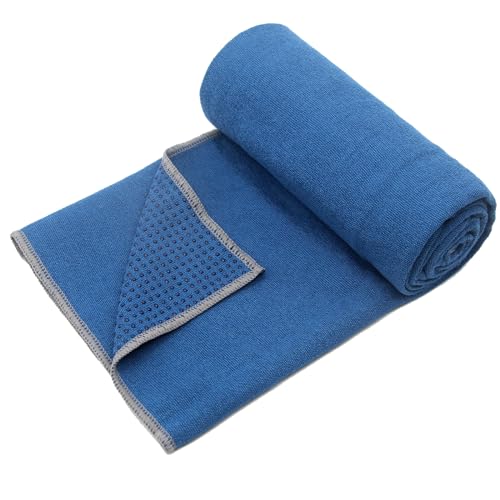 Eunzel Non Slip Hot Yoga Mat Towel with Grip Dots, 72" x 24" - color: Steel Blue, size: 72" x 24"